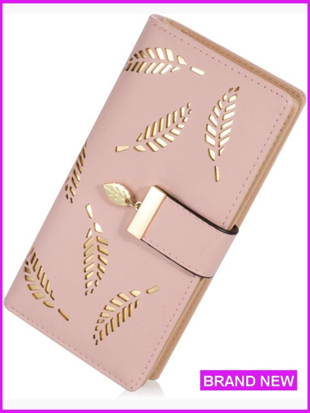Leaf Bifold Wallet Elegant Clutch Zipper Buckle Large Capacity Card Holder